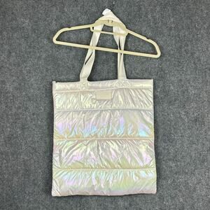 Bath And Body Works Puffer Tote Bag White Iridescent Black Friday Tote